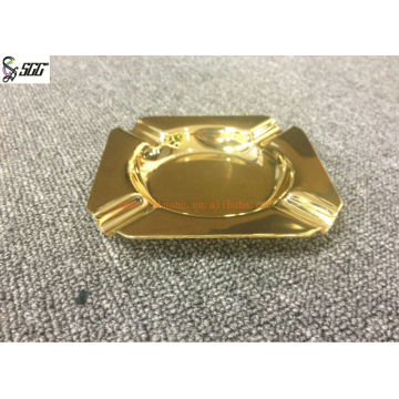 Square Golden Ashtray for Hotel / Restaurant / Banquet